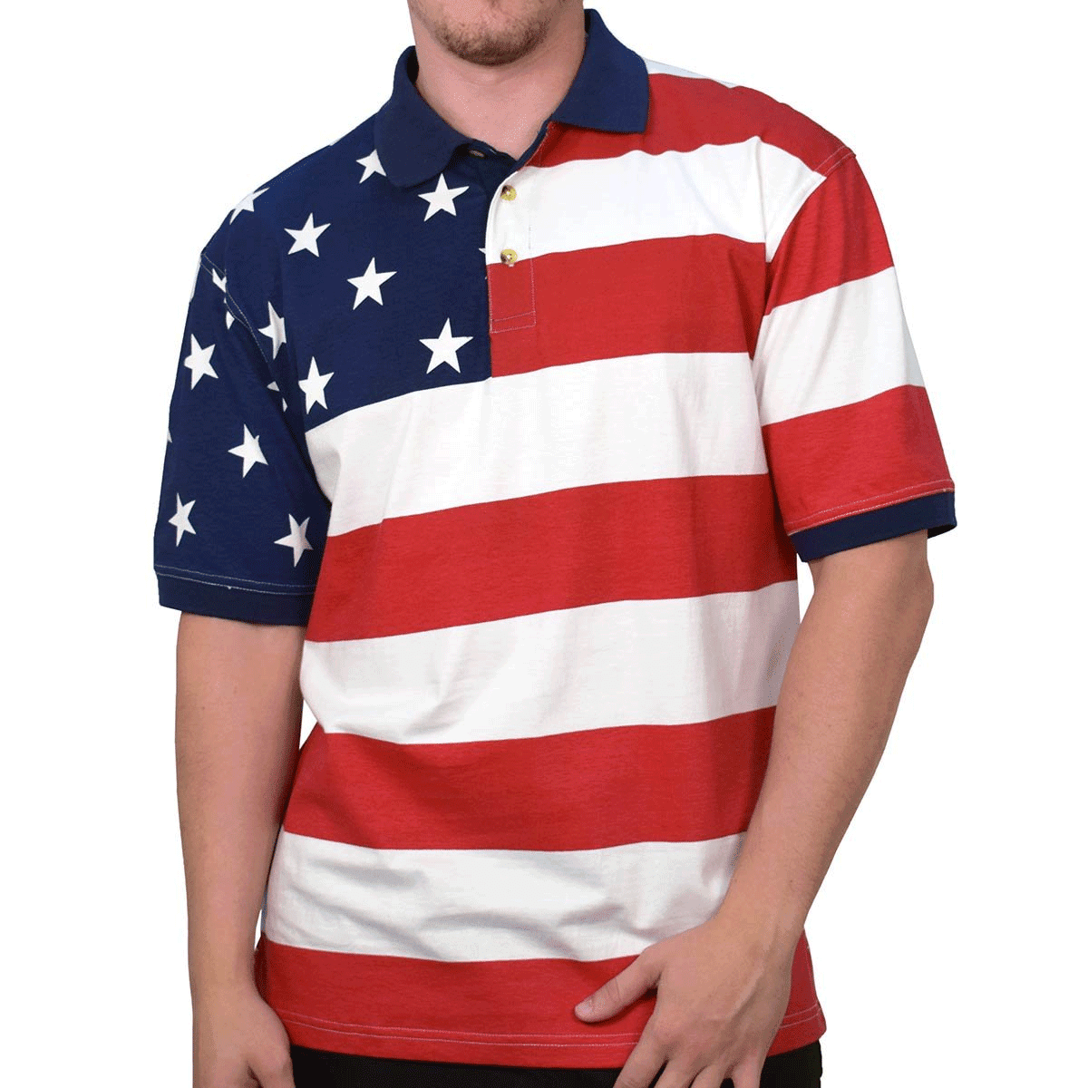 Horizontal American Flag Patriotic Men's Polo Shirt - Walmart.com