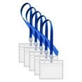 thumbnail image 1 of Horizontal Badge Holder Card Protective Sleeves, Double-Sided Transparent Employee Work Card Holder with Detachable Lanyard, Plastic Waterproof Name Tag ID Card Holder for Office(Clear-5pcs,4.5x3.9"), 1 of 9