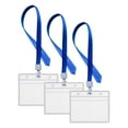 thumbnail image 1 of Horizontal Badge Holder Waterproof Card Pvc Transparent Soft Card Holder, Durable Clear Plastic Card Sleeve Protector, Card Sleeve with Lanyards for Exhibition Business Work Card(Clear-3pcs,4.5x3.9"), 1 of 9