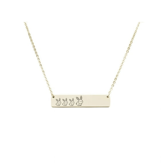 Horizontal Bar Mama Necklace by Pink Box MAMA BUNNY OF 3 Gold