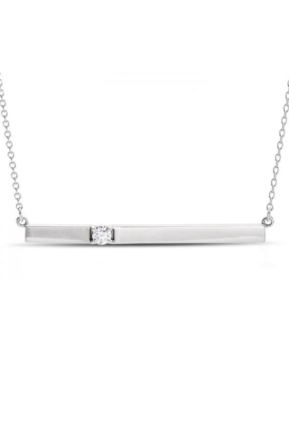 Horizontal Bar Necklace with Diamond Accent 14k White Gold 0.10ct