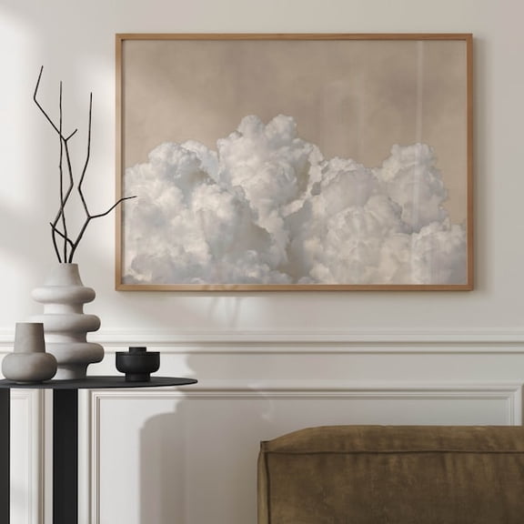 Horizontal Beige Cloud Wall Art Print, Neutral Wall Art, Minimalist, Landscape, Above Bed Decor, Wall Decor Above the Bed, Bedroom Decor, Unframed Paper Poster 24x36in