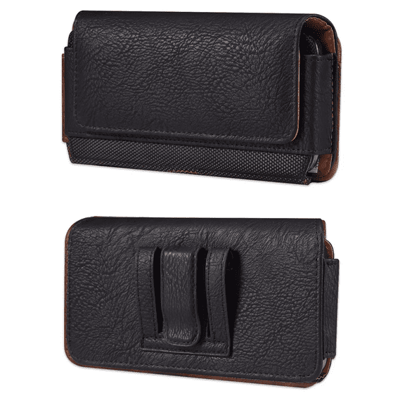Horizontal Belt Loop Magnetic Soft Leather Case is Compatible with iPhone 17, 16, 15, 14, 13, 12, 11 with a thin cover on it. NOT for Pro Max Phone.