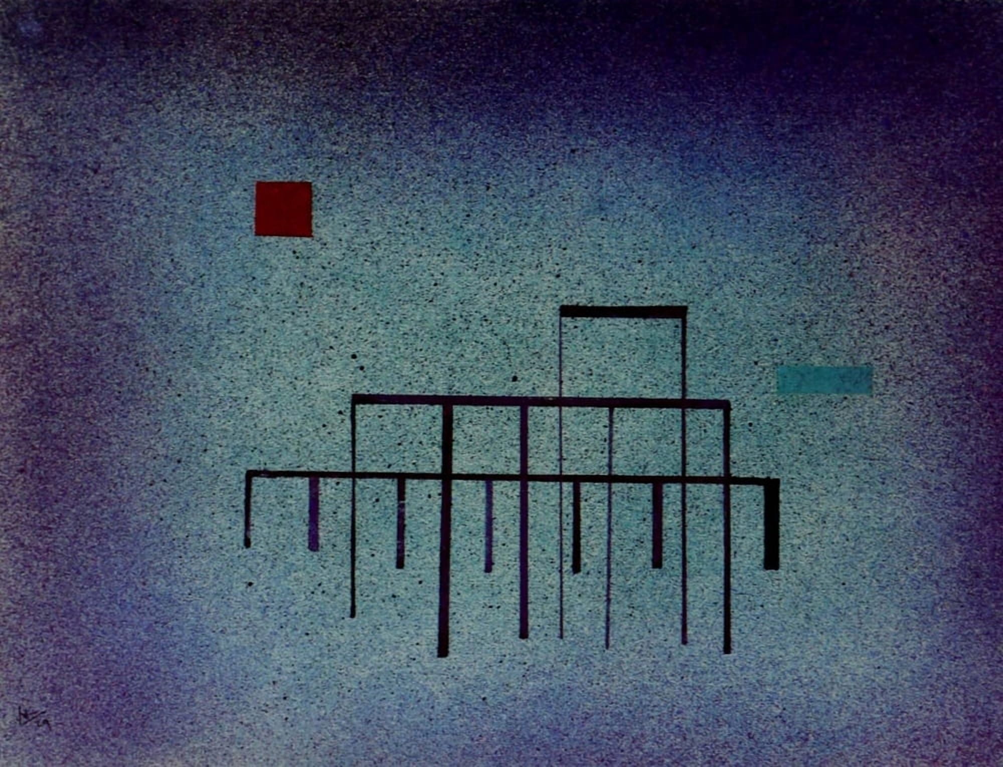 Horizontal Blue 1929 Canvas Art - Wassily Kandinsky (18 x 24)
