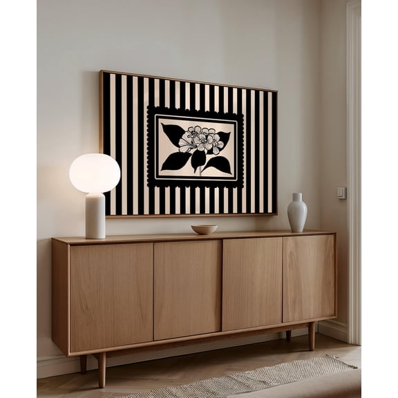 Horizontal Botanical Striped Print, Unframed Paper Poster 24x36in