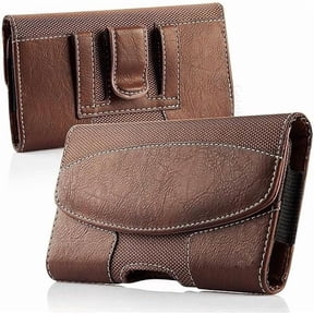 Horizontal Brown Belt Loop Magnetic Leather Case is Compatible with iPhone 17 Pro Max, 17 Air, 16 Pro Max 15 Pro Max, 14 Pro Max, 13 Pro Max and 14 Plus, 15 Plus, 16 Plus with any cover on