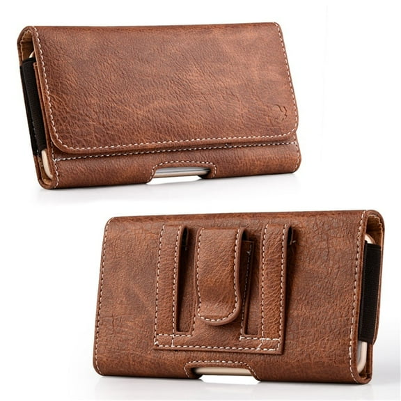 Horizontal Brown Leather Magnetic Belt Loop Case is Compatible with OnePlus Nord N30, n300, N200, N100 with any cover on