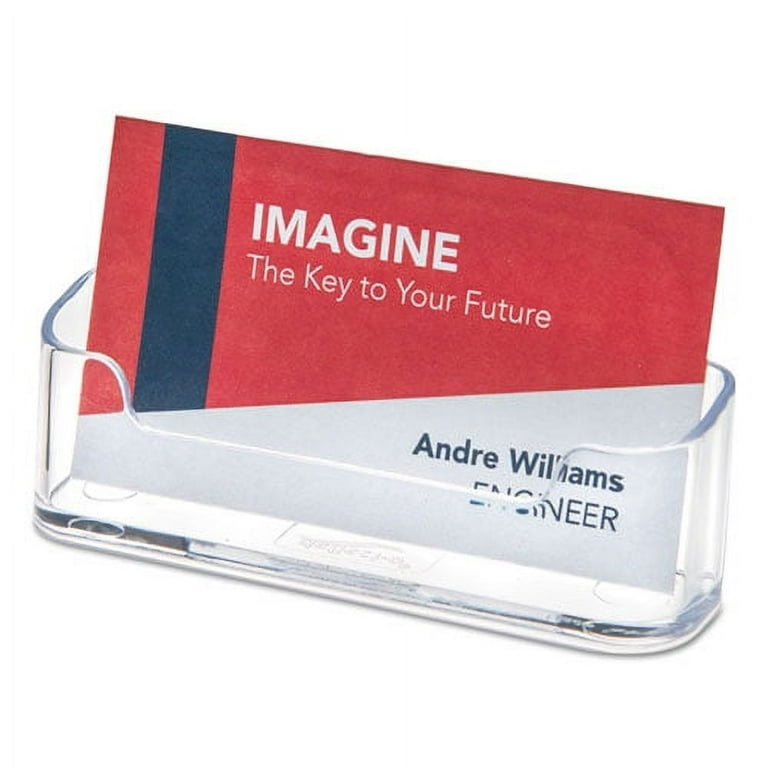 Horizontal Business Card Holder, Holds 50 Cards, 3.88 x 1.38 x 1.81, Plastic, Clear Horizontal Business Card Holder, Holds 50 Cards, 3.88 x 1.38 x 1.81, Plastic, Clear