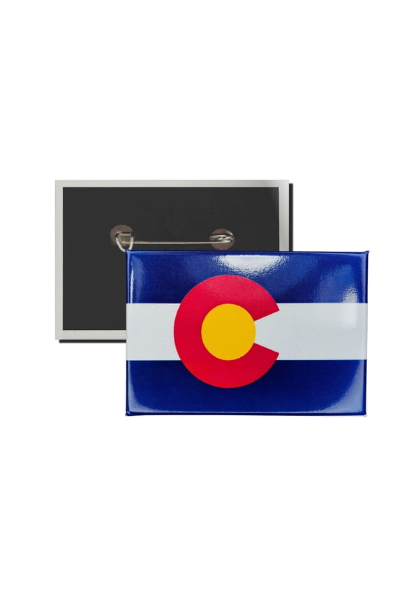 Horizontal Button - State Flag Colorado - USA | Wearable Lapel Accessory, Travel Souvenir, Collectible Memorabilia