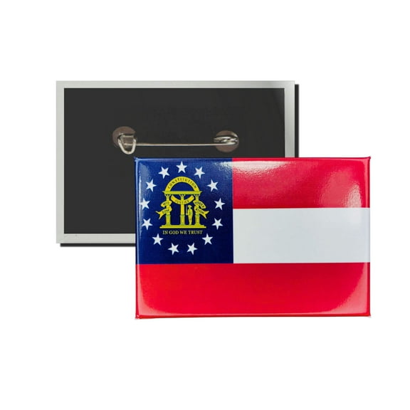 Horizontal Button - State Flag Georgia - USA | Wearable Lapel Accessory, Travel Souvenir, Collectible Memorabilia