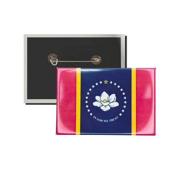 Horizontal Button - State Flag Mississippi - USA | Wearable Lapel Accessory, Travel Souvenir, Collectible Memorabilia