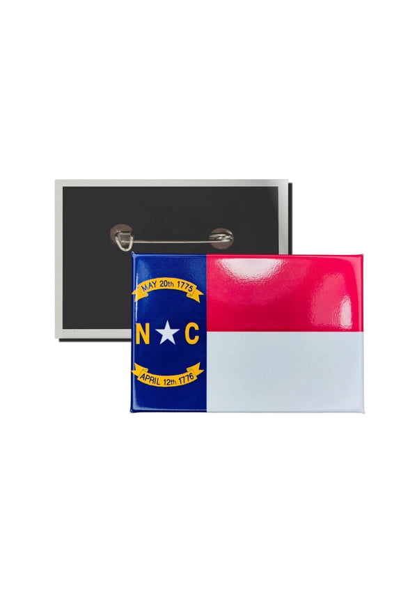Horizontal Button - State Flag North Carolina - USA | Wearable Lapel Accessory, Travel Souvenir, Collectible Memorabilia