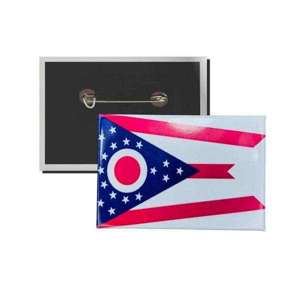 Horizontal Button - State Flag Ohio - USA | Wearable Lapel Accessory, Travel Souvenir, Collectible Memorabilia