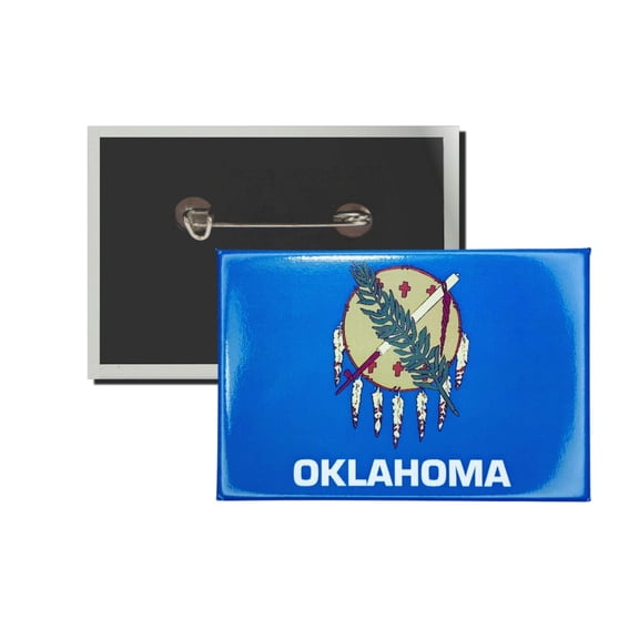 Horizontal Button - State Flag Oklahoma - USA | Wearable Lapel Accessory, Travel Souvenir, Collectible Memorabilia