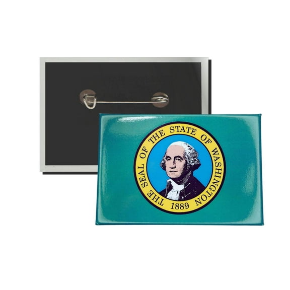 Horizontal Button - State Flag Washington - USA | Wearable Lapel Accessory, Travel Souvenir, Collectible Memorabilia