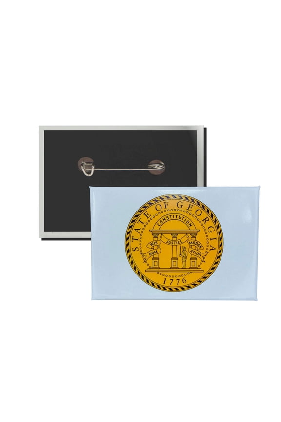 Horizontal Button - State Seal Georgia - USA | Wearable Lapel Accessory, Travel Souvenir, Collectible Memorabilia