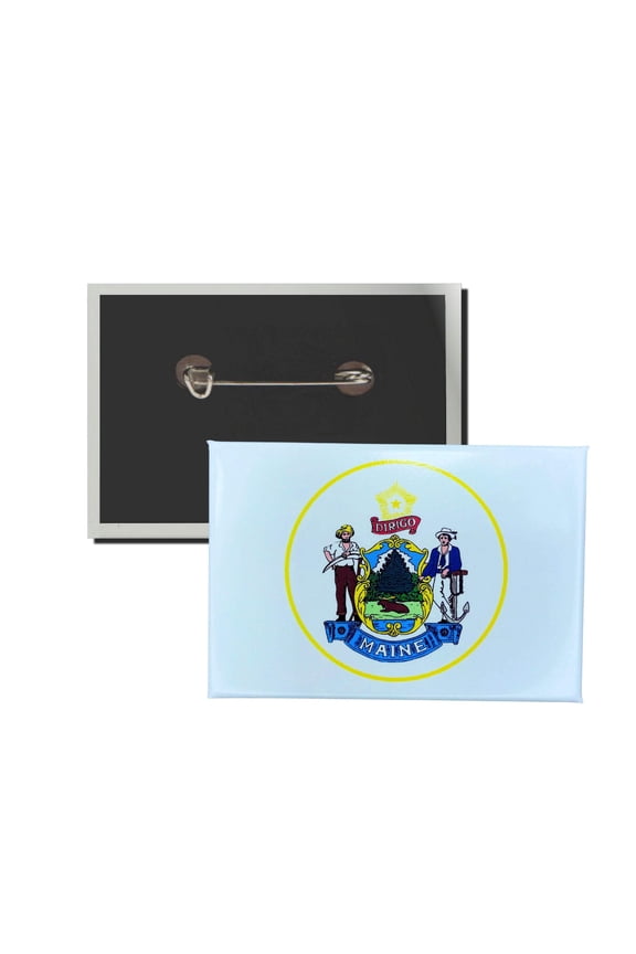 Horizontal Button - State Seal Maine - USA | Wearable Lapel Accessory, Travel Souvenir, Collectible Memorabilia