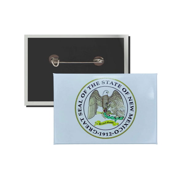 Horizontal Button - State Seal New Mexico - USA | Wearable Lapel Accessory, Travel Souvenir, Collectible Memorabilia
