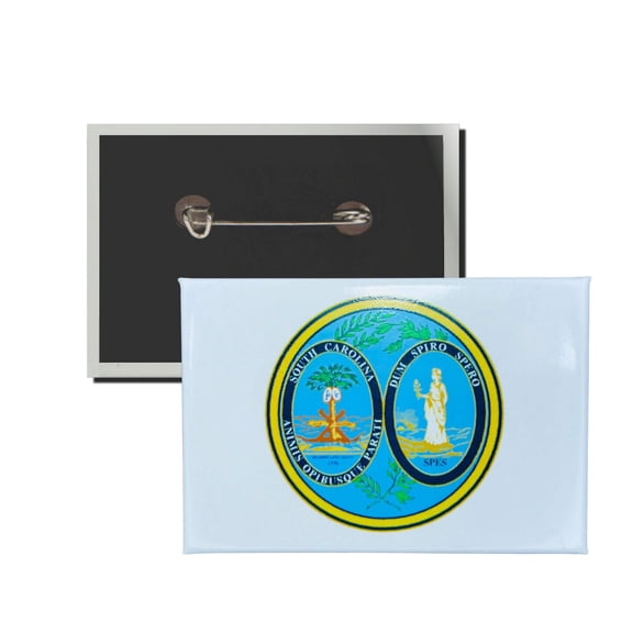 Horizontal Button - State Seal South Carolina - USA | Wearable Lapel Accessory, Travel Souvenir, Collectible Memorabilia