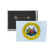 Horizontal Button - State Seal West Virginia - USA | Wearable Lapel Accessory, Travel Souvenir, Collectible Memorabilia