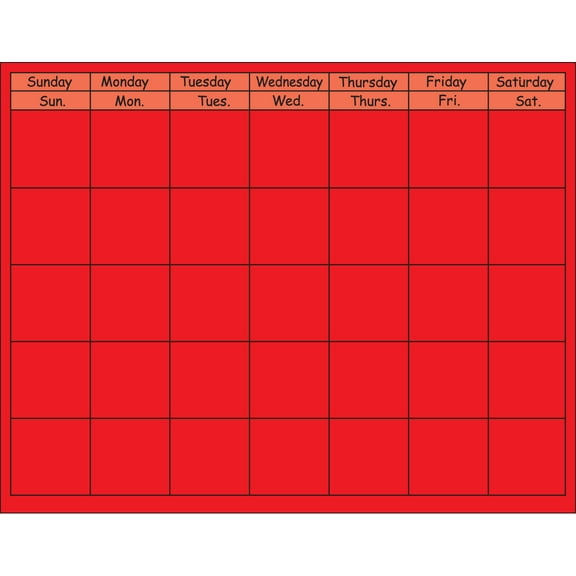 SHAPES ETC. Horizontal Calendar - Red