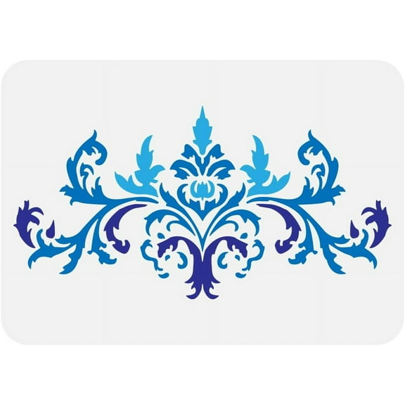 Horizontal Damask Pattern Painting Stencil – 8.3x11.7inch Reusable Plastic Damask Floral Drawing Template for Painting on Wood Canvas Fabric & Furniture Mixed Color