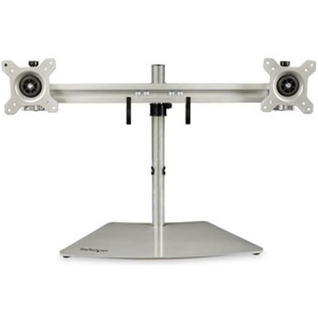 Silver Dual Monitor Stand with Adjustable Height and Tilt