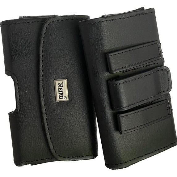 Horizontal Executive Leather Case with Magnetic closure and belt loops, Compatible with Tracfone TCL k24 with a thin cover on it.
