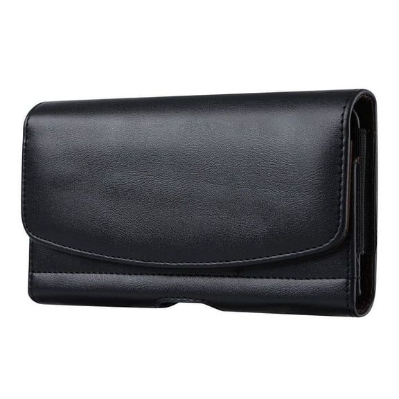 Horizontal Executive Magnetic Leather Case with Extra Card Slot under the flap, Compatible with AT&T Motivate Pro with a thin cover on it.