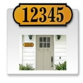 thumbnail image 1 of Horizontal Fancy Address Numbers for Outside, Custom, Super Reflective Vinyl Stickers, 1 Pack Personalized Home/Office/Mailbox Address (3x9 inches, Gold), 1 of 7