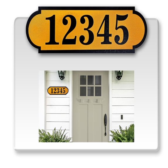 Horizontal Fancy Address Numbers for Outside, Custom, Super Reflective Vinyl Stickers, 1 Pack Personalized Home/Office/Mailbox Address (3x9 inches, Gold)