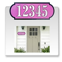 Horizontal Fancy Address Numbers for Outside, Custom, Super Reflective Vinyl Stickers, 1 Pack Personalized Home/Office/Mailbox Address (3x9 inches, Pink)