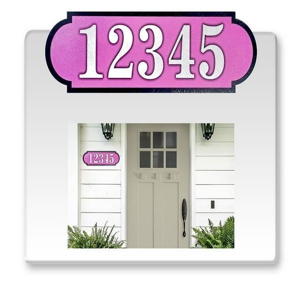 Horizontal Fancy Address Numbers for Outside, Custom, Super Reflective Vinyl Stickers, 1 Pack Personalized Home/Office/Mailbox Address (3x9 inches, Pink)
