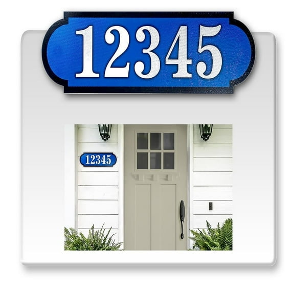 Horizontal Fancy Address Numbers for Outside, Custom, Super Reflective Vinyl Stickers, 1 Pack Personalized Home/Office/Mailbox Address (6x20 inches, Blue)