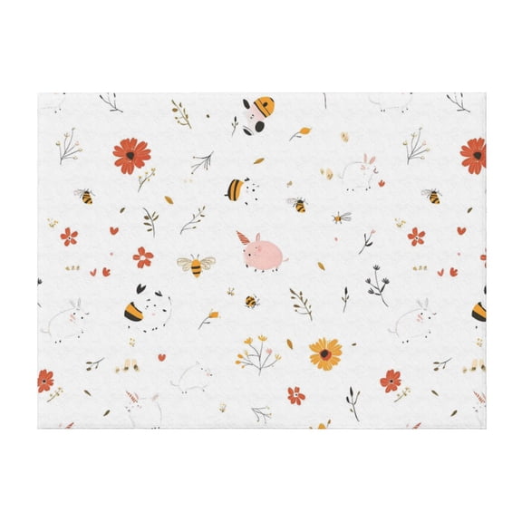 Horizontal Flannel Blanket Is Light Warm Soft Anti-Pilling Anti-Wrinkle Anti-Allergy And No Hair Loss For Bed And Sofa Camping Travel Flower Bee