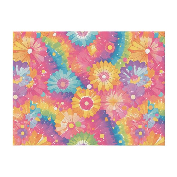 Horizontal Flannel Blanket Is Light Warm Soft Anti-Pilling Anti-Wrinkle Anti-Allergy And No Hair Loss For Bed And Sofa Camping Travel Darkmagenta Tie-Dye Background Rainbow Colors (2)