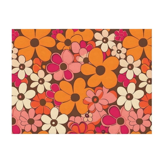 Horizontal Flannel Blanket Is Light Warm Soft Anti-Pilling Anti-Wrinkle Anti-Allergy And No Hair Loss For Bed And Sofa Camping Travel Retro Groovy Flowers Pattern (14)