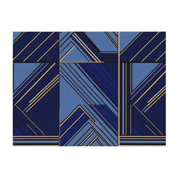 Horizontal Flannel Blanket Is Light Warm Soft Anti-Pilling Anti-Wrinkle Anti-Allergy And No Hair Loss For Bed And Sofa Camping Travel Royalblue Geometric Lines_1