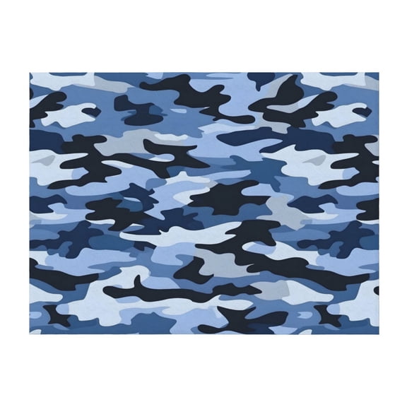 Horizontal Flannel Blanket Is Light Warm Soft Anti-Pilling Anti-Wrinkle Anti-Allergy And No Hair Loss For Bed And Sofa Camping Travel Vector Camouflage Pattern Blue_4