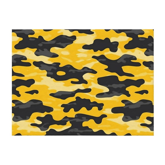 Horizontal Flannel Blanket Is Light Warm Soft Anti-Pilling Anti-Wrinkle Anti-Allergy And No Hair Loss For Bed And Sofa Camping Travel Vector Camouflage Pattern Yellow_3