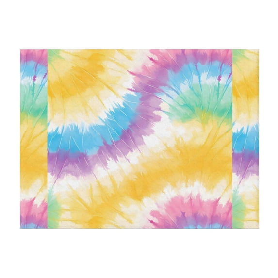 Horizontal Flannel Blanket Is Light Warm Soft Anti-Pilling Anti-Wrinkle Anti-Allergy And No Hair Loss For Bed And Sofa Camping Travel Yellow Tie-Dye Background Rainbow Colors_1