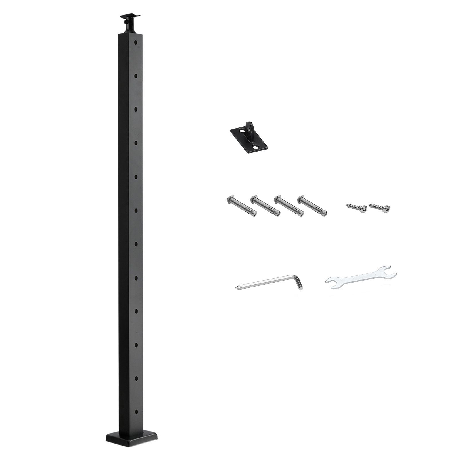 Horizontal Hole Cable Railing Post 42" / 36", SUS304 Stainless Steel, 3" Hole Spacing, Pre-Drilled, for Deck Stairs Balcony Railing