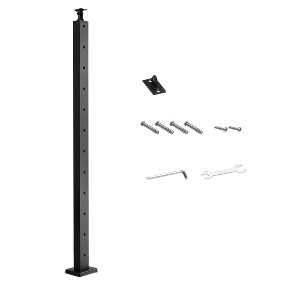 Horizontal Hole Cable Railing Post 42" / 36", SUS304 Stainless Steel, 3" Hole Spacing, Pre-Drilled, for Deck Stairs Balcony Railing