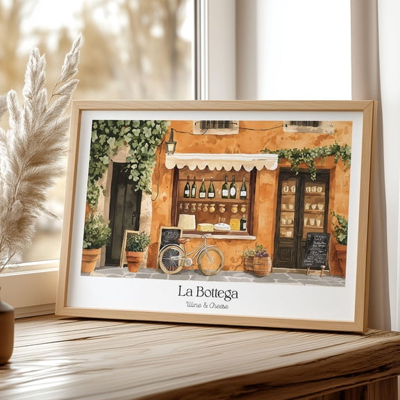 Horizontal Italian Wall Art Poster La Bottega Wine and Cheese Poster Tuscan Kitchen Decor Bicycle Cafe Print Poster Vintage Travel Poster Print Posters, Size 8x12 UNFFRAMED F03.1.6l1574