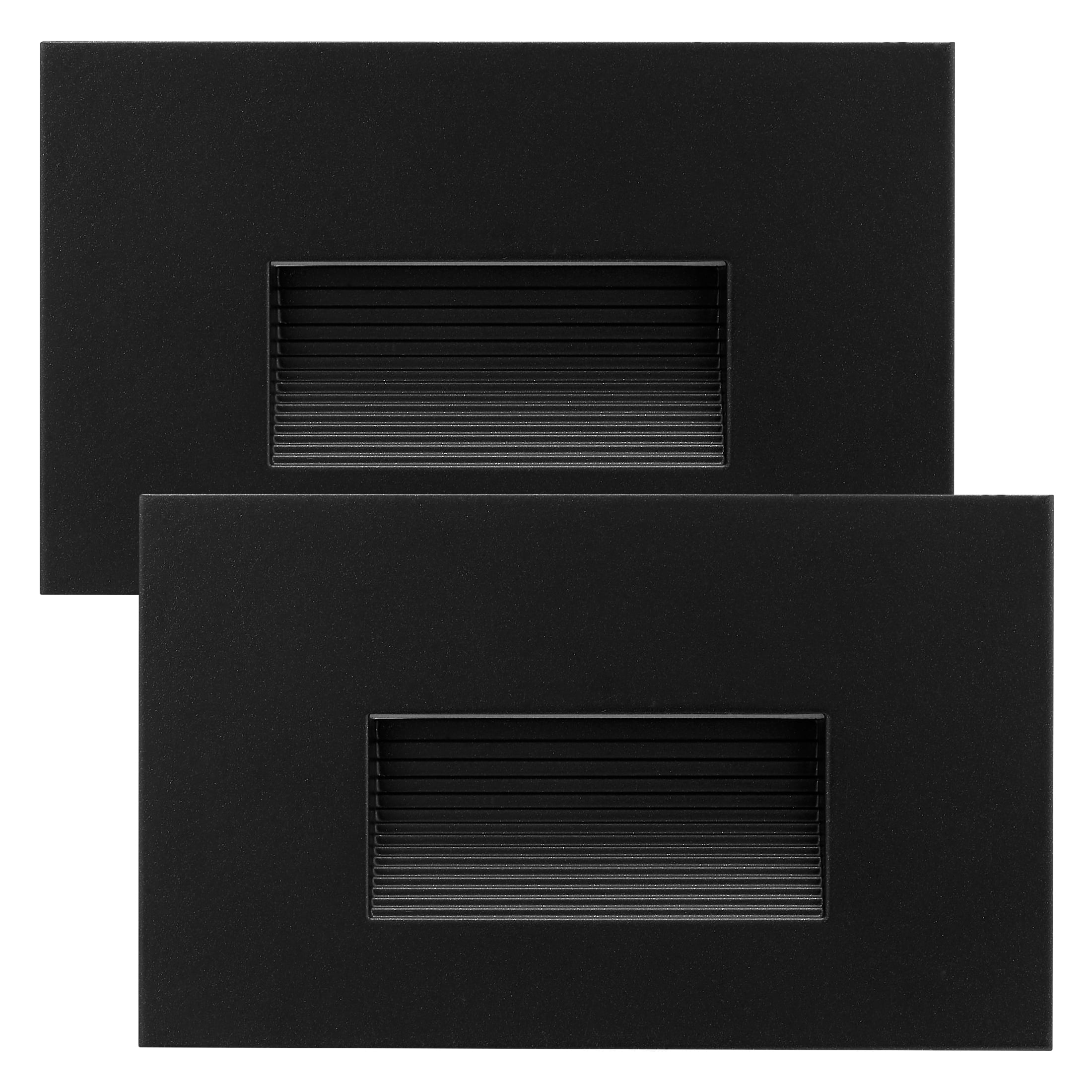 Black Aluminum LED Pathway Step Lights with Adjustable Color Temperature, 2-Pack