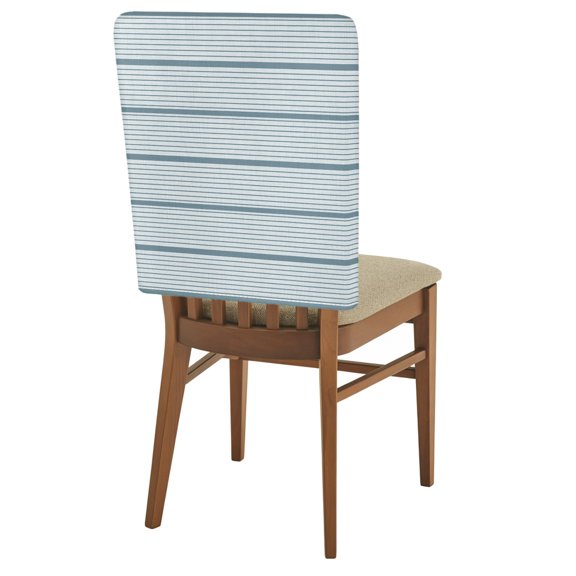 Horizontal Line Chair Back Covers Set of 1 Modern Minimalist Blue Stripe Removable Dining Chair Slipcovers Washable Seat Protector for Restaurant Party Banquet Kichen Decor