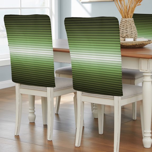Horizontal Lines Chair Back Covers Set of 1, Modern Minimalist Green Gradient Light Strip Removable Dining Seat Cover Washable Kitchen Chair Slipcovers Protective for Party Decoration 19x20in