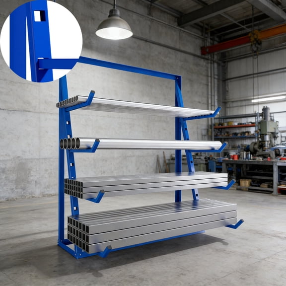 Horizontal Lumber Storage Rack, 4 Tier Adjustable Pipe Storage Rack, 4000LBS Load Capacity Wood Lumber Shelf Organizer, Alloy Steel Bar Storage Cantilever Rack for Pantry Garage Basement