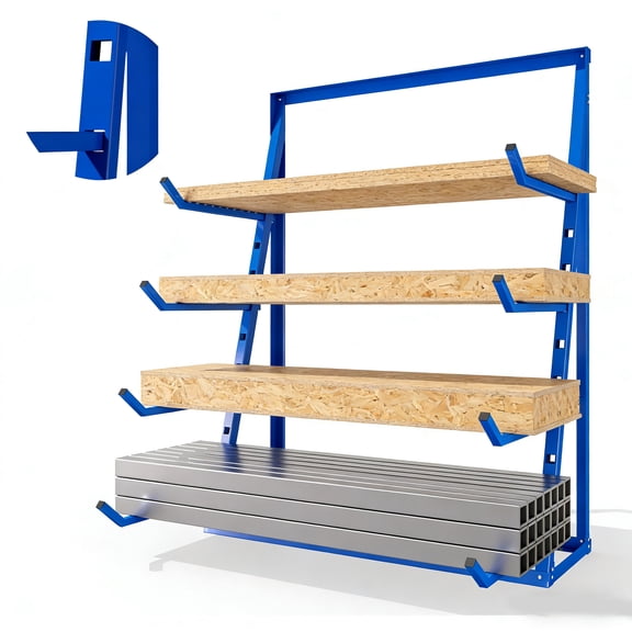 Horizontal Lumber Storage Rack, 4 Tier Pipe Organizer Shelf, 4000LBS Load Capacity Bar Storage Cantilever Rack, Alloy Steel Wood Lumber Shelf Organizer for Workshop Garage Pantry