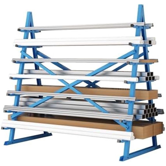 Horizontal Lumber Storage Rack, Heavy Duty 2000 LBS, 60 W x 66 H x 40 D, 7-Tier Metal Garage Shelf with Adjustable Arms for Wood, Pipes, and Building Materials$$Tools & Hardware Other